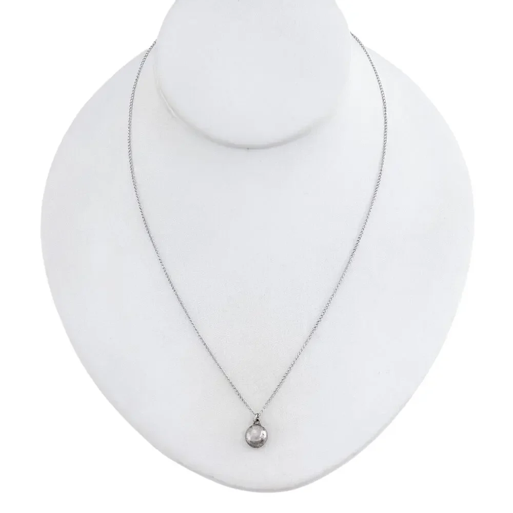 Vintage Sterling Silver 925 Ball Pendant Necklace 17.5